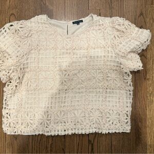 Adrianna papell Cream Lace Short Sleeve blouse XL